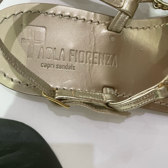 Paola Florenza Gold sandals with bluestone - Picture 7 of 9